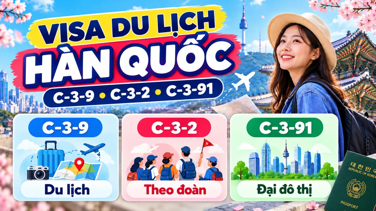 Các loại visa du lịch Hàn Quốc: Phân biệt C-3-9, C-3-2 và C-3-91