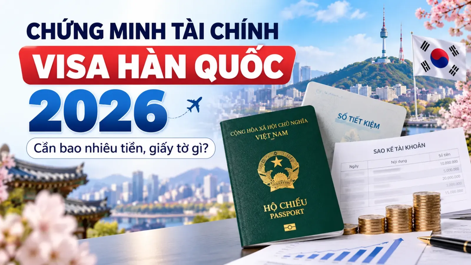 Chứng minh tài chính visa Hàn Quốc 2026: Cần bao nhiêu tiền, giấy tờ gì?