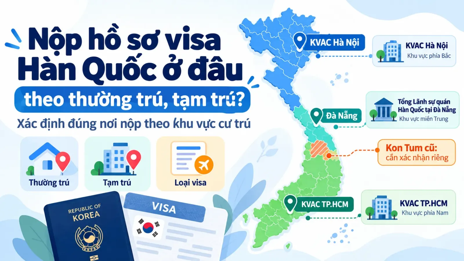 Nộp hồ sơ visa Hàn Quốc ở đâu theo thường trú, tạm trú?